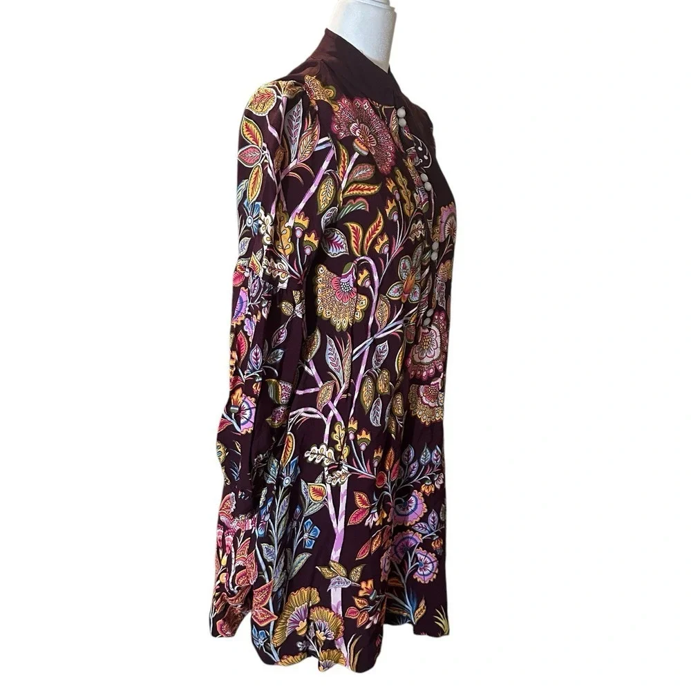 Anthropologie Lori Tunic Dress Size XS,Floral, Vacation. Mother Of Pearl Buttons - Picture 6 of 10